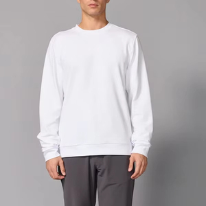 Sweat-shirt polaire uni pour homme, col rond, manches longues, chaud pour l'hiver, mélange de coton, prix usine OEM ODM, vente en gros - Product Image 1