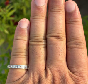 Rainbow Moonstone Eternity Band Sterling Silver Princess Cut Stackable <b>Ring</b> Minimalist Wedding Jewelry - Product Image 3