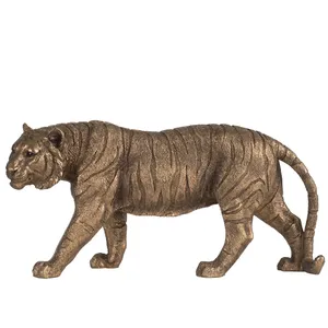 Handmade Bronze Tiger Sculpture 11.5 Inch Long Animal <b>Figure</b> Decor for Living Room Tabletop Display - Product Image 2