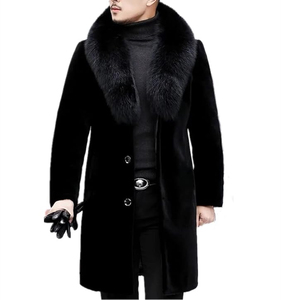 Fox Fur Winter Warm Full Pelt Hooded <b>Men's</b> Overcoat <b>Long</b> Coat Anti-Wrinkle Floral Pattern - Product Image 3