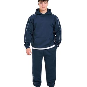 <b>Mens</b> <b>Navy</b> Blue Oversized Hoodie Tracksuit Set Matching Sweatpants Two Piece Casual Streetwear Sportswear <b>Jogger</b> Suit - Product Image 6