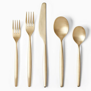 Sidney Stainless Steel Flatware set of 5 pieces with <b>gift</b> <b>box</b> Matte Gold Flatware Set of 5 Pieces Minimalist Design - Product Image 1