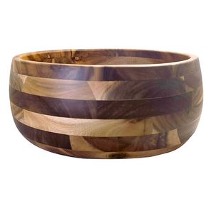 Tazón Redondo de Madera para Servir, Diseño Moderno Grabado a Mano en Latón AK, 9 Pulgadas, Color Madera Natural, para Vajilla y Artículos de Hotel - Product Image 2