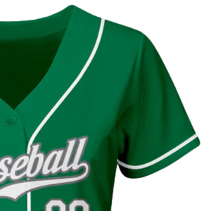 Maillot de baseball vert, blanc et gris pour homme, à boutons, pour équipe, performance sportive, entraînement et uniforme de match - Product Image 4