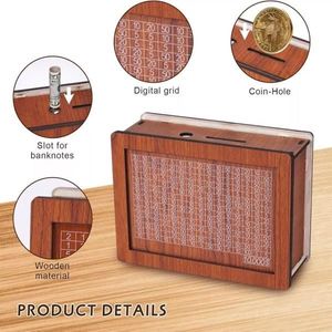 Wooden Money Bank Counter Piggy Bank with 10000 Capacity Convenient Savings Box - Product Image 3