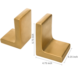 Gold <b>Decorative</b> Modern Concrete Bookends Minimalist Geometric Book Holders for <b>Bookshelf</b> Library Office Home <b>Decor</b> - Product Image 2