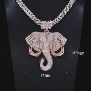 Colgante de Cabeza de Elefante Personalizado de Gran Tamaño, con Moissanita VVS de Corte Redondo, Plata 925, Estilo Hip Hop, Collar con Colgante de Animal Brillante - Product Image 5