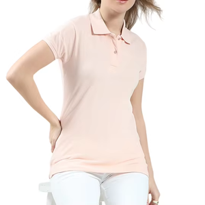 Camiseta Polo Rosa para Mujer, Cómoda, Mezcla de Algodón, Informal, con Logotipo Personalizado, Venta al Por Mayor - Product Image 5