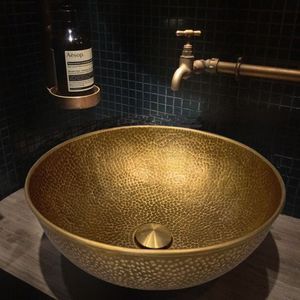 Classic Brass Wash <b>Basin</b> Hand Hammered Bathroom Sink Stylish Countertop Fixture Premium Decorative Home Improvement Solution - Product Image 1
