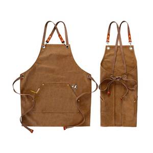 Luxury Salon Worker Uniform Lightweight Canvas Apron Multi-Pocket Hairdresser Vest Detachable Genuine Leather Straps Tattooist - Product Image 6