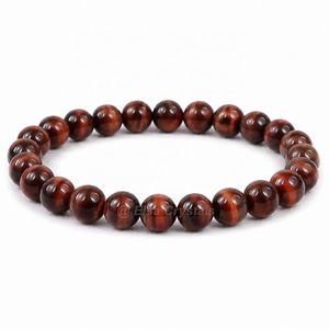 Bracelet anti-stress en œil de tigre rouge, pierre précieuse naturelle rouge-brun, bracelet énergie positive, cristal de richesse, artisanat d'exportation - Product Image 1