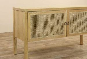 Aparador Moderno de Madera Maciza con Mimbre Sostenible, Mueble de Almacenamiento Ecológico Hecho a Mano para Sala de Estar - Product Image 3