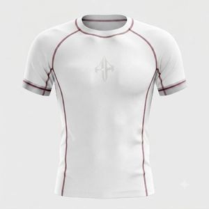 Camiseta Deportiva Blanca de Manga Corta para Hombre, con Logotipo Negro Estampado, de Secado Rápido, Transpirable, Material de Spandex/Poliéster - Product Image 2