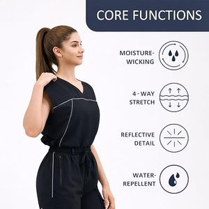 <b>Scrubs</b> for Women Set – <b>Nurse</b> <b>Scrubs</b> with Reflective Tape Design, Jogger Pants & V-Neck Top, Breathable Moisture - Product Image 3