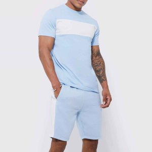 Men's Summer Shirt and Shorts <b>Set</b> Solid <b>Colour</b> 2 Piece Fashion Tracksuits 100% Cotton T-shirts Short Sleeve Cargo Shorts Outfits - Product Image 3