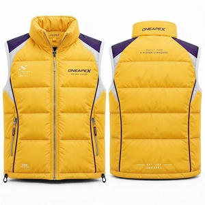 Men's <b>Yellow</b> <b>Puffer</b> Sleeveless Quilted Winter <b>Jacket</b> Stand Collar ONEAPEX Full Zip Warm Casual Outdoor Streetwear Outerwear - Product Image 1