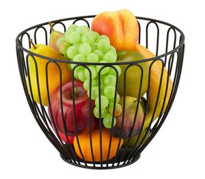 Corbeille à fruits en fil métallique noir pour comptoir de cuisine, design ouvert décoratif, corbeille à fruits et légumes pour table à manger - Product Image 5