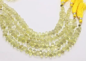 Perles de quartz citron naturel facettées en forme de goutte d'eau, perles de pierres précieuses en vrac pour la fabrication de bijoux, prix de gros en vrac - Product Image 5