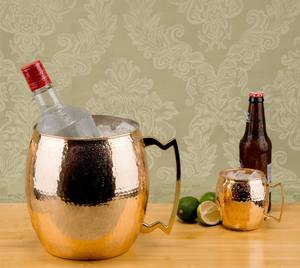 Popular nueva llegada Old Dutch 96 Oz. Enfriador de vino Jumbo de cobre sólido, doble mango de latón, cubo de hielo martillado, tinas para bebidas - Product Image 6