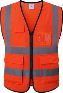 Unisex Hi Visibility Reflective Safety Vest Polyester Mesh Breathable Multiple Pockets Needle Detection Workwear Heat Transfer - Product Image 5