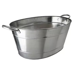 Heavy Duty Metal Ice Beverage Tub Stainless Steel Party Cooler Bucket <b>Wine</b> Beer Chiller Tub Table Use - Product Image 2