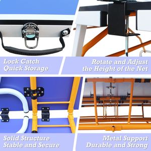 Tavolo da Ping Pong Pieghevole Portatile da 9 Piedi con Rete e 2 Racchette per Giochi al Chiuso - Product Image 3