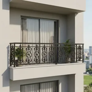 Traditional Cast Balcony <b>Railings</b> <b>Wall</b>-<b>Mounted</b> Rust Resistant Decorative Fence For Outdoor Use - Product Image 3