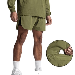 Men's 2025 Cotton Gym Fitness Shorts Quick Dry Waterproof <b>Elastic</b> Waist Double-Layer Lined Pocket Casual Style Nylon Washed - Product Image 4