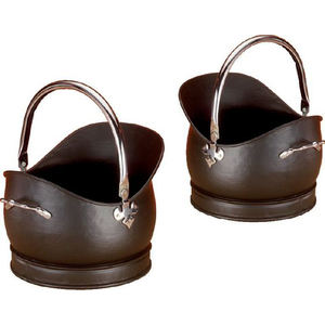 Cubo para carbón de metal con acabado plateado antiguo y asa, para el hogar, jardín exterior, accesorios para chimenea - Product Image 4