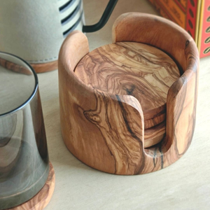 Posavasos Redondos de Madera Ecológicos con Soporte, Personalizados al por Mayor por blossom craft india - Product Image 1