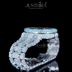 Best Selling Stylish Moissanite Diamond Quartz <b>Watch</b> Women Crystal Decor Slim Design <b>Waterproof</b> <b>Watch</b> Available At Best Price - Product Image 2