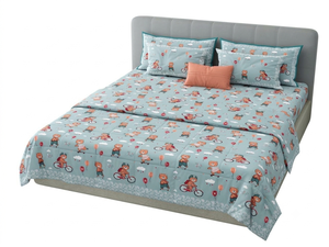 Juego de Ropa de Cama de Algodón con Estampado de Osos de Dibujos Animados, Juego de Sábanas y Fundas de Almohada para Cama Doble de 1.8 m, Transpirable para Todas las Estaciones, 400 Hilos - Product Image 3