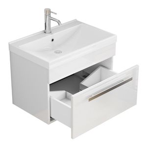 24-Inch Wall Mount <b>Bathroom</b> <b>Vanity</b> with 1 Large Drawer Unique Metal Factory Handle Soft Close System Sink Combo-Factory Direct - Product Image 3