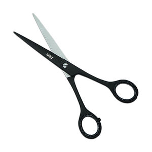 Ciseaux de barbier professionnels noirs de 17 cm, à lame droite, en acier inoxydable, 32 dents, pour salon et usage professionnel - Product Image 5
