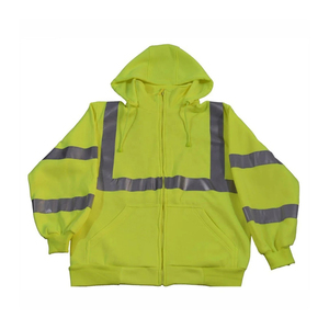 Sweat-shirts de sécurité unisexes personnalisés à haute visibilité, respirants, 100 % polyester, réfléchissants, à fermeture éclair intégrale, pour le travail routier, en stock usine - Product Image 6