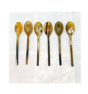 Ensemble de 6 cuillères élégantes en corne de buffle, finement polies, à long manche, durables, finition miroir, au meilleur prix. - Product Image 1