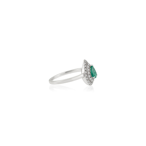 Anillo de Doble Racimo con Esmeralda y Diamantes en Forma de Pera, Oro Blanco Sólido K14, Joyería Artesanal con Piedras Preciosas, Precio de Fábrica - Product Image 5