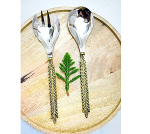 Ustensiles de service à salade en laiton de style luxueux – Outils de cuisine élégants pour salades et pâtes – Ensembles de service à salade - Product Image 2