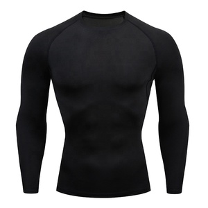 Men's Black Long Sleeve Rash Guard Quick Dry Spandex Polyester Compression Shirt Full Sleeve <b>Athletic</b> Top Compression Gear - Product Image 5