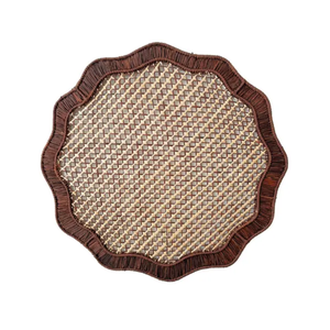 Golden Natural Rattan <b>Table</b> <b>Mat</b> Hand-Made <b>Round</b> Placemat for Sun-Kissed Home Decor Radiant Woven Underplate - Product Image 2