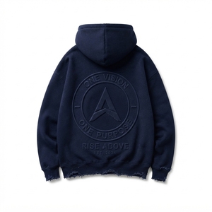 Sweat à capuche surdimensionné noir personnalisé pour homme, en coton épais, brodé, hiver, 2 pièces, streetwear, respirant, séchage rapide - Product Image 2
