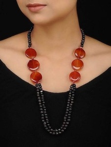 Unisex Resin <b>Beaded</b> <b>Necklace</b> From India Trendy Handmade Design with Screw Lock for Party Occasions - Product Image 3