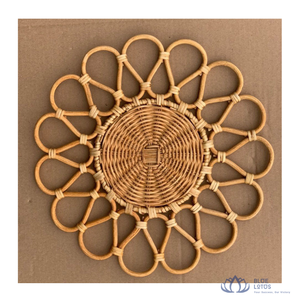 Rattan <b>Placemat</b> Coaster Handwoven Heat Insulation Non for Waterproof Eco-Friendly Indoor Outdoor Use Table Mat Supply <b>Blue</b> - Product Image 1