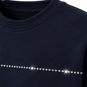 Sweat-shirts d'hiver tricotés pour hommes avec strass, couleur unie, en tissu coton/polyester respirant et doux, respectueux de l'environnement, style streetwear décontracté - Product Image 6