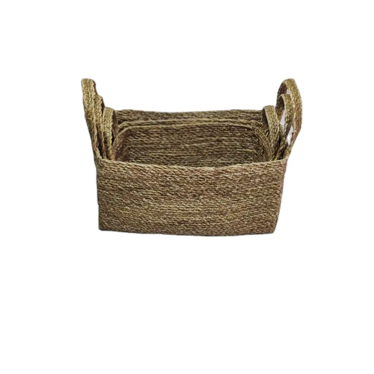 Huge Demand on High Quality Rectangular Shape Seagrass Storage Baskets Exporter