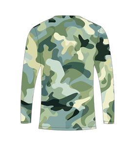 เสื้อยืดแขนยาวลายพรางสีเขียวมะกอกแบบซับลิเมชั่นสำหรับผู้ชาย เหมาะสำหรับการล่าสัตว์ ตกปลา ออกกำลังกาย เล่นกีฬา และฝึกซ้อม - Product Image 3