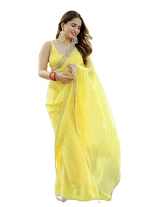 Fancy Trending New Arrival 2024 Wedding Bridal Wear Georgette <b>Saree</b> Wholesale Sarees with <b>Blouse</b> Pieces - Product Image 1