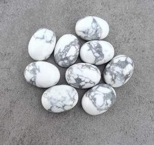 Cabochon en howlite naturelle, pierre précieuse ovale calibrée à dos plat, pierre lâche pour la fabrication de bijoux et les fournitures d'artisanat - Product Image 2