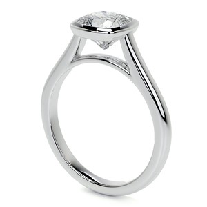 Classic Bezel Set <b>Cushion</b> Cut Moissanite Ring 14K Solid White Gold Engagement Ring Solitaire Wedding Ring <b>For</b> Her - Product Image 4