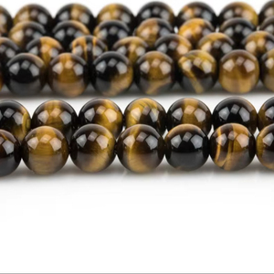 Venta Caliente de Fábrica: Cuentas Redondas Sueltas de Ojo de Tigre Amarillo Natural de 8mm, Color Marrón, para Joyería DIY - Product Image 1